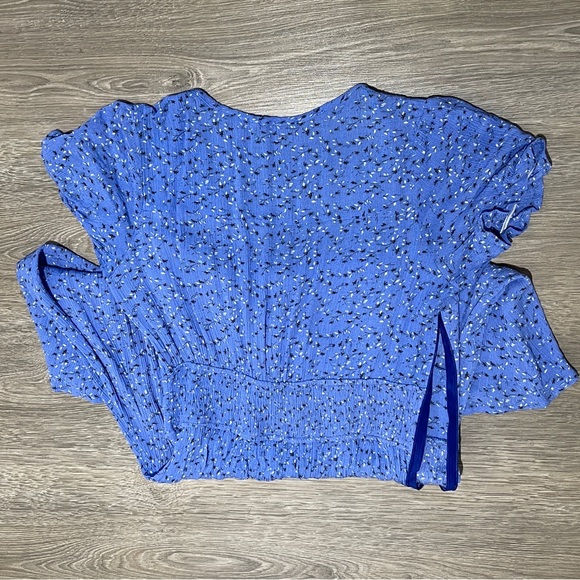 Blue Floral Print Button Front Puff Sleeve Teacher-Style Dress — Medium - Picture 10 of 11